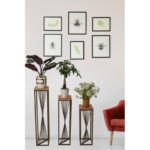 Βοηθητικό τραπεζάκι σετ 3τμχ καρυδί χρυσό οξιά 20x20x62εκ ed10355