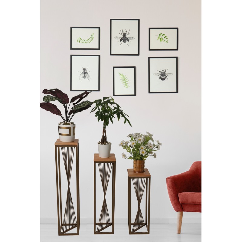 10355_0-800x800 Βοηθητικό τραπεζάκι σετ 3τμχ καρυδί χρυσό οξιά 20x20x62εκ ed10355 - Image 1