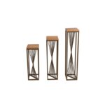 Βοηθητικό τραπεζάκι σετ 3τμχ καρυδί χρυσό οξιά 20x20x62εκ ed10355 - Image 3