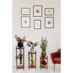 Βοηθητικά τραπεζάκια Far σετ 3τμχ χρυσό καρυδί χρώμα 30x30x100εκ ed10363