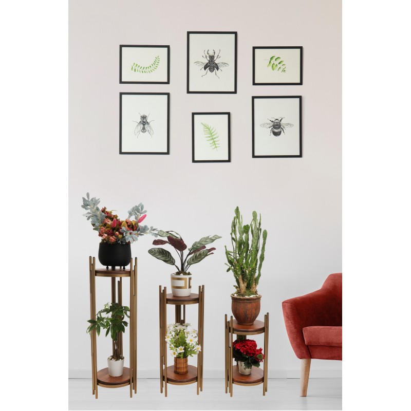 10363_0-800x800 Βοηθητικά τραπεζάκια Far σετ 3τμχ χρυσό καρυδί χρώμα 30x30x100εκ ed10363 - Image 1