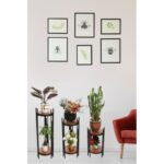 Βοηθητικά τραπεζάκια Far σετ 3τμχ καρυδί μαύρο οξιά 30x30x100εκ ed10364