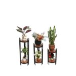 Βοηθητικά τραπεζάκια Far σετ 3τμχ καρυδί μαύρο οξιά 30x30x100εκ ed10364 - Image 4