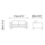 Καναπές διθέσιος Qui κρεμ χρώμα 170x89x80cm ed10384 - Image 2