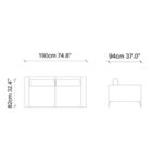 Καναπές διθέσιος Jade 190x94x82cm ξύλο ed10385 - Image 2