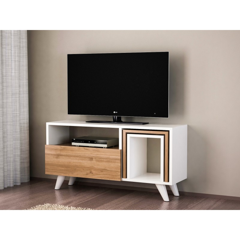 1038_0-800x800 Έπιπλο TV Calabria χρώμα καρυδί λευκό 90x29 5x51cm ed1038 - Image 1