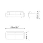 Καναπές τριθέσιος Menta 230x95x82cm ed10392 - Image 2