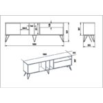 Έπιπλο τηλεόρασης Mistico 180x35 5x58 7cm μελαμίνη μέταλλο ed103 - Image 2