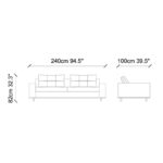 Καναπές τριθέσιος Eser γκρι 240x100x82cm ed10401 - Image 2