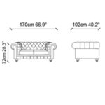 Καναπές διθέσιος Londres 170x102x72cm ξύλο ed10415 - Image 2