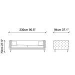 Καναπές τριθέσιος Olympus κρεμ 230x94x70cm ed10417 - Image 2