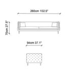 Καναπές τετραθέσιος Olympus κρεμ 260x94x70cm ed10418 - Image 2