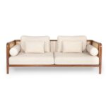 Καναπές τετραθέσιος Arat ξύλινος ύφασμα κρεμ 255x70x94cm ed10426