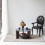 Τραπέζι σαλονιού Mondo σκούρο γκρι μασιφ ξύλο επιφάνεια γυαλί 75x75x40εκ ed10471 - Image 5