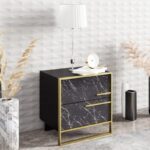 Κομοδίνο Polka χρυσό μαύρο 50x38 5x51 8cm ed1058