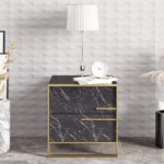 Κομοδίνο Polka χρυσό μαύρο 50x38 5x51 8cm ed1058 - Image 5