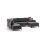 Γωνιακός καναπές Belen ανθρακί χρώμα 300x202x78cm ed1061 - Image 5