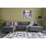 Γωνιακός καναπές Efia ανθρακί 300x202x78cm ed1062