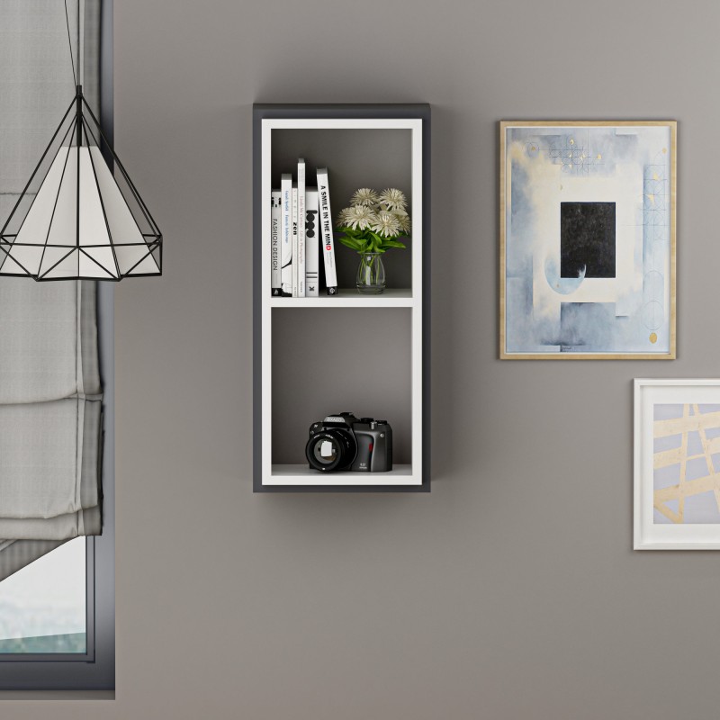 10701_0-800x800 Ράφι τοίχου Zera ανθρακί λευκή μελαμίνη 35x19 6x72cm ed10701 - Image 1