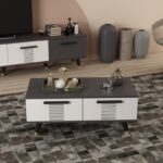 Τραπεζάκι σαλονιού Asimo ανθρακί λευκό 90x45x38cm ed10707