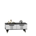 Τραπεζάκι σαλονιού Asimo ανθρακί λευκό 90x45x38cm ed10707 - Image 4