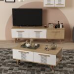 Τραπεζάκι σαλονιού Asimo Sapphire Oak λευκό 90x45x38cm ed10709 - Image 5