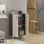 Παπουτσοθήκη Chetri καρυδί άσπρη μελαμίνη 60x34x105cm ed10720 - Image 5