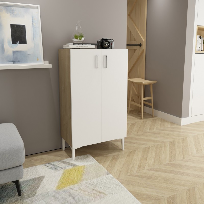 10723_0-800x800 Παπουτσοθήκη Chetri Sapphire Oak άσπρη μελαμίνη 60x34x105cm ed10723 - Image 1