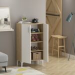 Παπουτσοθήκη Chetri Sapphire Oak άσπρη μελαμίνη 60x34x105cm ed10723 - Image 5