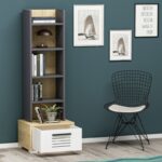 Βιβλιοθήκη Dawn Sapphire δρυς άσπρο ανθρακί μελαμίνη 35x25 6x152 2εκ ed10726 - Image 5