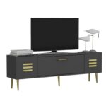 Έπιπλο tv Delta ανθρακί χρυσό χρώμα μελαμίνη 140x29 6x45cm ed10727 - Image 5