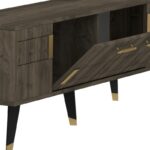 Έπιπλο tv Moda καρυδί χρυσό χρώμα μελαμίνη 150x35x53 2cm ed10735 - Image 3