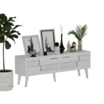 Έπιπλο tv Moda λευκό ασημί χρώμα μελαμίνη 150x35x53 2cm ed10737 - Image 5