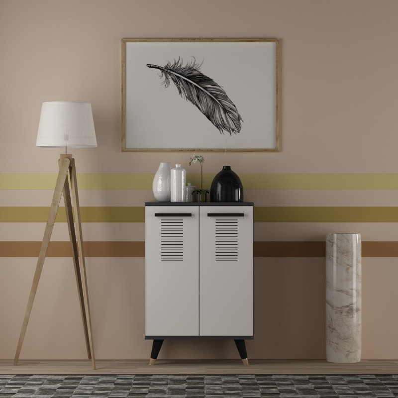 10739_0-800x800 Παπουτσοθήκη Asimo ανθρακί άσπρο 60x35x90 6cm μελαμίνη ed10739 - Image 1