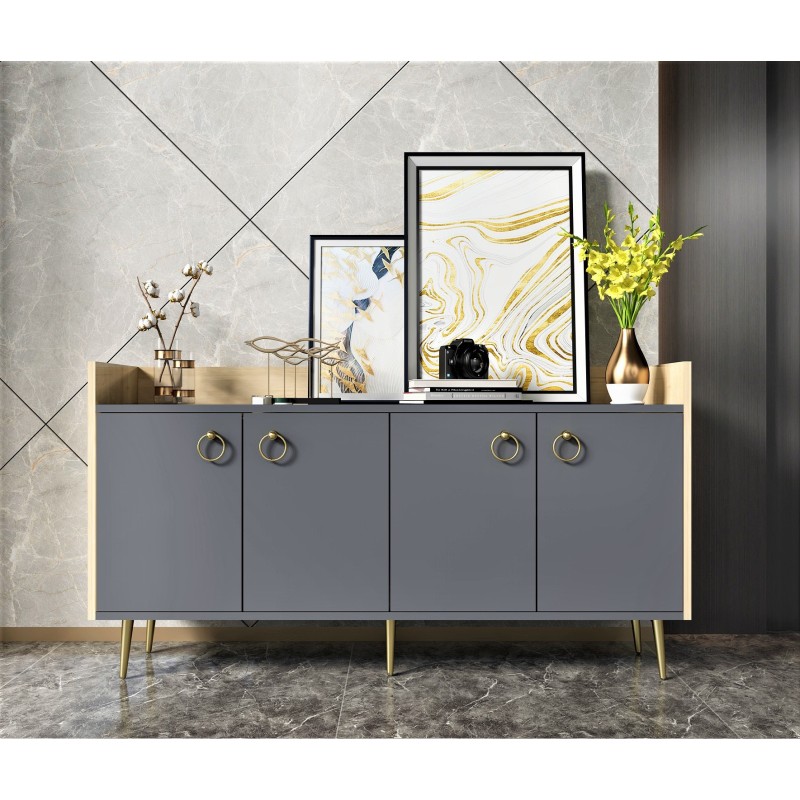 10765_0-800x800 Μπουφέ Davero Sapphire ανθρακί 140x40x75 2cm ed10765 - Image 1