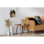 Τραπεζάκι βοηθητικό σαλονιού Mahic καρυδί ξύλο μεταλλικά πόδια 43x50cm ed10959