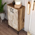 Παπουτσοθήκη Melone καρυδί λευκό χρώμα μελαμίνη 60x35x111cm ed1095 - Image 4