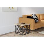 Τραπέζι σαλονιού Woda Sapphire μελαμίνη μεταλλικός σκελετός 53 5x53 5x41 8εκ ed10964