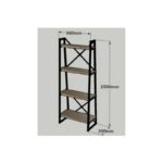 Βιβλιοθήκη Alaro oak μαύρο χρώμα μελαμίνη και μέταλλο 66x30x150cm ed10965 - Image 2