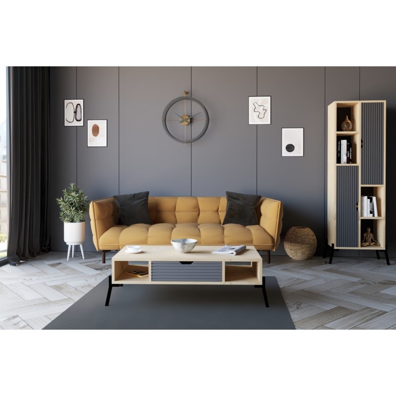 10966_0-800x800 Τραπέζι σαλονιού Faro Sapphire Oak ανθρακί μελαμίνη 100x50x28 2εκ ed10966 - Image 1