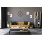 Τραπέζι σαλονιού Serpa Sapphire Oak ανθρακί μελαμίνη σιδερένια πόδια 100x50x28 2εκ ed10968 - Image 5