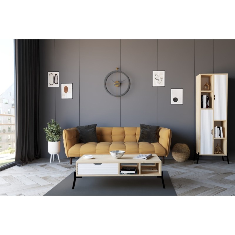 10969_0-800x800 Τραπέζι σαλονιού Serpa Sapphire Oak άσπρο μελαμίνη σιδερένια πόδια 100x50x28 2εκ ed10969 - Image 1