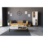 Τραπέζι σαλονιού Serpa Sapphire Oak άσπρο μελαμίνη σιδερένια πόδια 100x50x28 2εκ ed10969 - Image 5