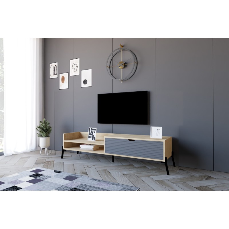 11009_0-800x800 Έπιπλο τηλεόρασης Trezzali Sapphire Oak ανθρακί 160x40x36cm ed11009 - Image 1