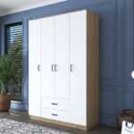 Ντουλάπα Balis άσπρη καρυδί μελαμίνη 140x51 5x210cm ed11023