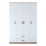 Ντουλάπα Balis άσπρη καρυδί μελαμίνη 140x51 5x210cm ed11023 - Image 3