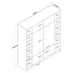 Ντουλάπα Balis άσπρη καρυδί μελαμίνη 180x47 3x190 8cm ed11024 - Image 2