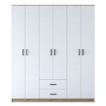 Ντουλάπα Balis άσπρη καρυδί μελαμίνη 180x47 3x190 8cm ed11025 - Image 3