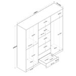 Ντουλάπα Balis άσπρη καρυδί μελαμίνη 210x51 5x210cm ed11026 - Image 2