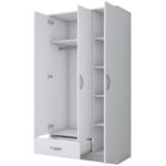 Ντουλάπα Balis άσπρη μελαμίνη 90x43x170cm ed1103 - Image 3